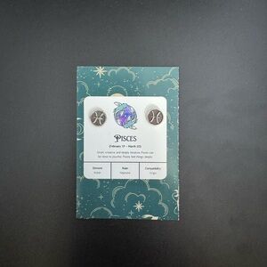 Pisces Zodiac Earrings - Silver and Purple